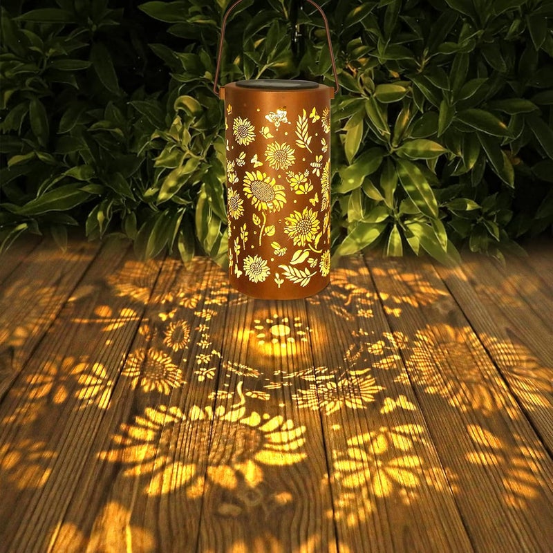 BSGlobal Sunflower Solar Lanterns Outdoor Waterproof Hanging Lights, Sunflower Gifts for Women Mom Grandma, Metal Solar Decorative Lanterns for Yard Patio Porch Balcony Garden Decor - Image 2